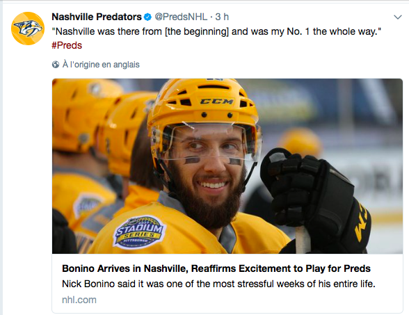 Nick Bonino a oublié de nous dire..