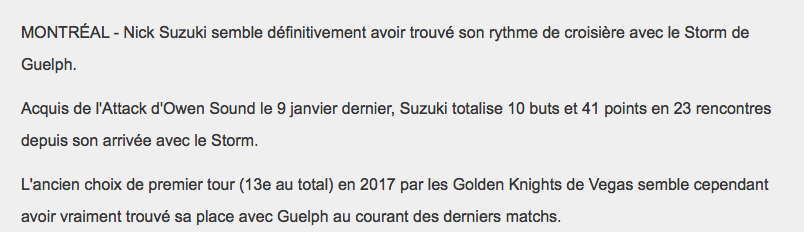 Nick Suzuki a EXPLOSÉ depuis....
