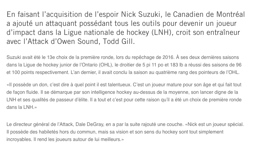 Nick Suzuki pourrait autant gagner le CALDER, le HART et le SELKE dans sa carrière..