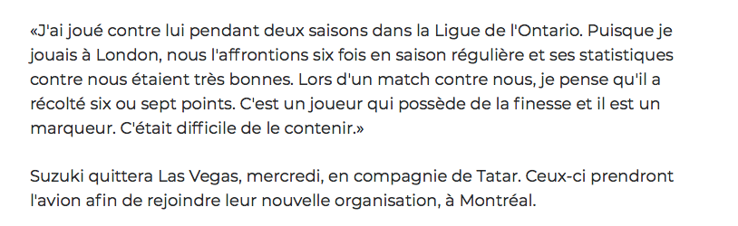 Nick Suzuki se décrit comme...