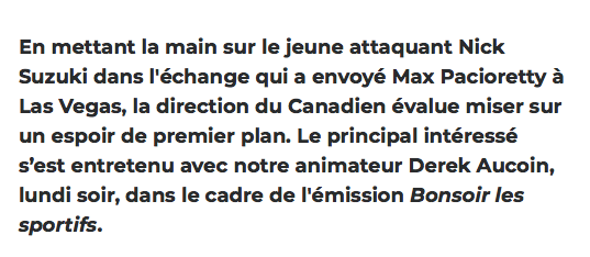 Nick Suzuki se décrit comme...