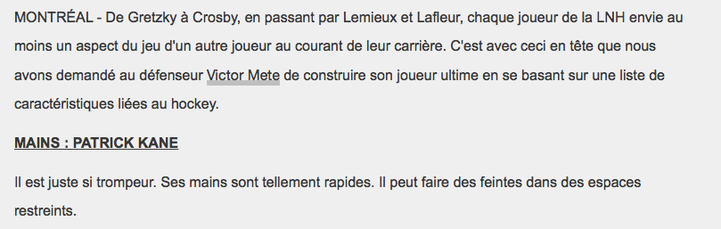 Nicolas Deslauriers dans le PROFIL du JOUEUR ULTIME de Victor Mete...HAHA!!!