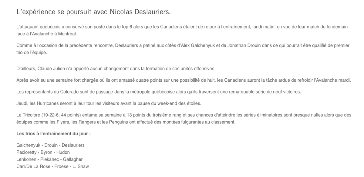 Nicolas Deslauriers...le MEILLEUR COUP de Marc Bergevin...