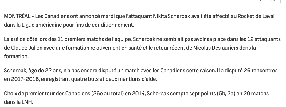 Nikita Scherbak à Laval: les dépisteurs se déplaceront pour l'observer....