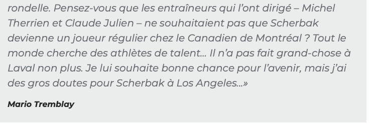 Nikita Scherbak... Se fait DÉTRUIRE par Mario Tremblay...