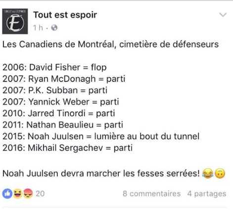 Noah Juulsen est CRAMPÉ...Ou CH...dans ses CULOTTES...