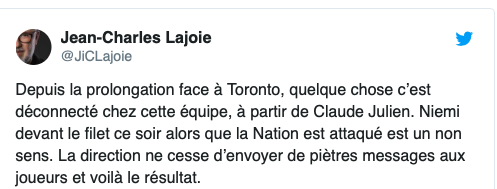 Normal que Jean-Charles Lajoie ne cesse d'attaquer Claude Julien.