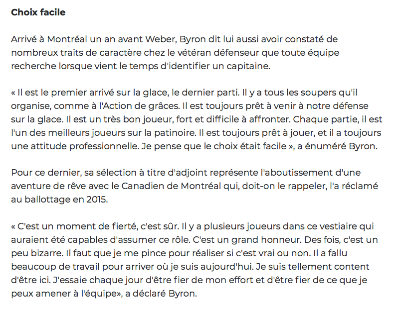 Normal que Shea Weber est le choix de Vincent Damphousse..
