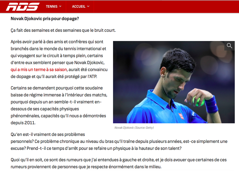 Novak Djokovic...CONVAINCU de DOPAGE????????