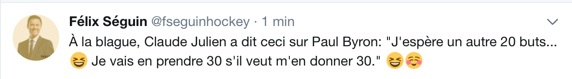 OH BOY...Claude Julien va être déçu en TA...