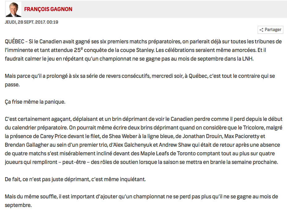On a jamais vu François Gagnon RAMASSSER le CH de cette façon..