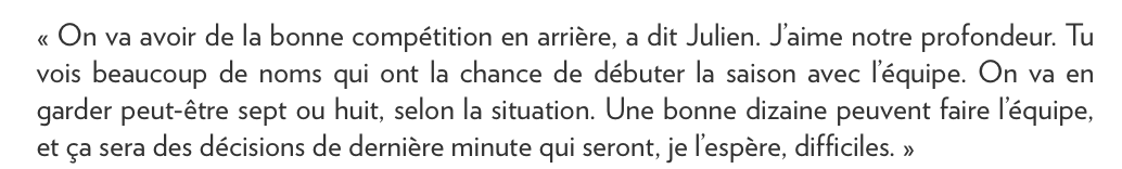 On avait posé la même question à Claude Julien sur le jeu de transition à Boston.