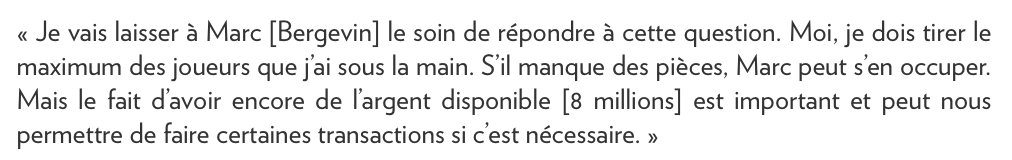 On avait posé la même question à Claude Julien sur le jeu de transition à Boston.