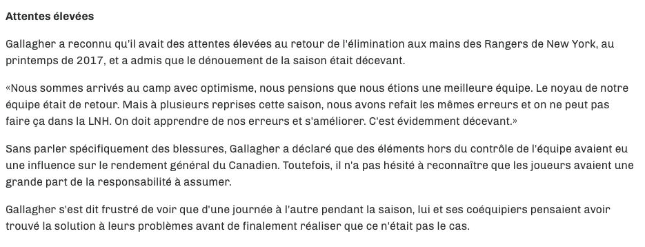 On avait vraiment l'impression..Que Phil Danault en voulait à Marc Bergevin..