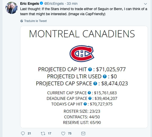 On commence à lier le CH à Tyler Seguin et/ou Jamie Benn....