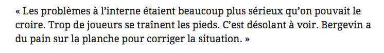 On comprend la déception...mais....