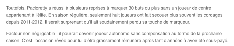 On dira toujours à un POOLER de ne pas prendre AUCUN JOUEUR du CH..