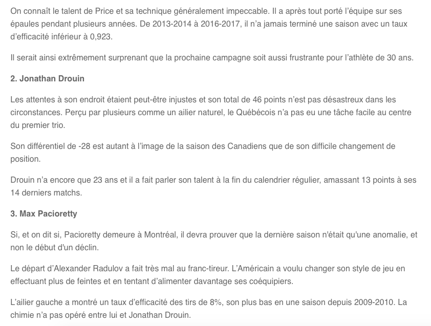 On dira toujours à un POOLER de ne pas prendre AUCUN JOUEUR du CH..