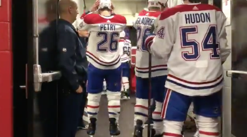 On dirait que Charles Hudon n'est pas trop excité de revoir Deslauriers...