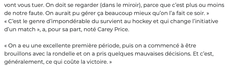 On dirait quel le Claude Julien veut du RENFORT FINALEMENT..