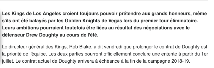 On dit que Drew Doughty est déjà un membre des Leafs...