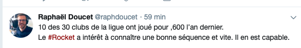 On sait déjà...Que le Rocket va RATER les séries...