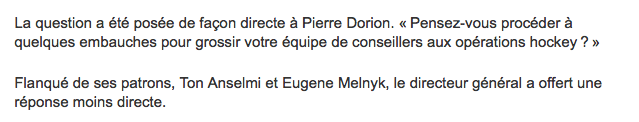 OUCH!!!! Pierre Dorion VISE le CH!!!