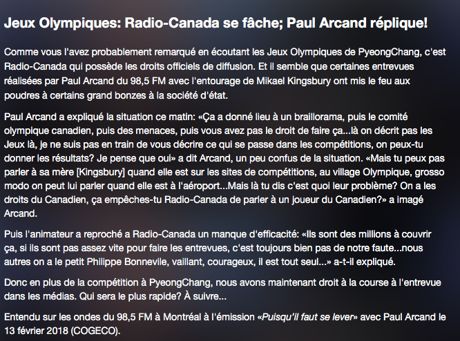 OUCH.... RADIO-Canada VISÉ par Paul Arcand...