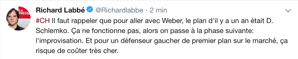 OUCH...Richard Labbé, traite Claude Julien et Marc Bergevin d'improvisateurs...
