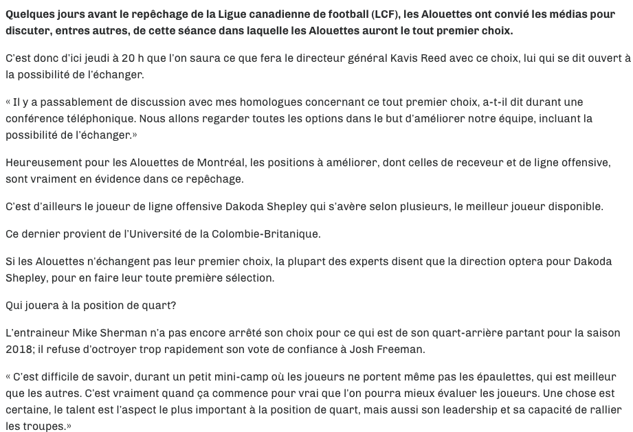OYÉ!!!! OYÉ!!!! Le CH va-t-il faire comme les Alouettes...