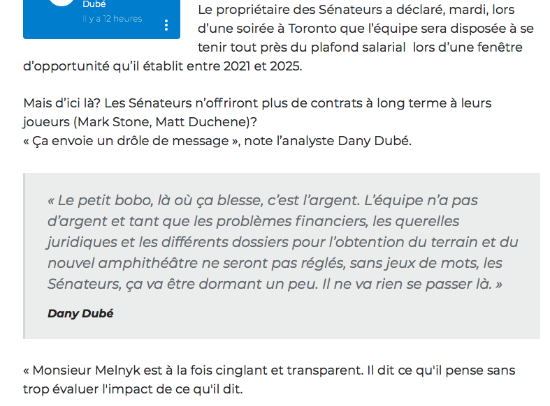 PARFAIT pour le retour des Nordiques..