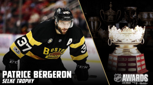 Patrice Bergeron, le CLAUDE JULIEN BOY, gagne son 4e SELKE...