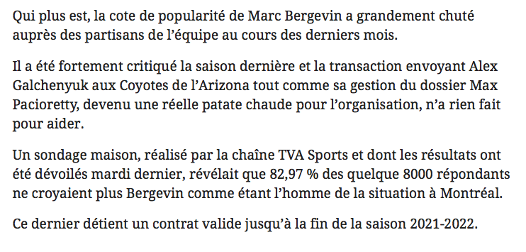 Patrick Roy, continue de dire à Geoff Molson...