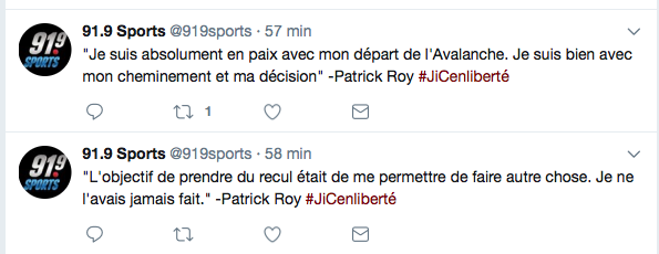 Patrick Roy est TELLEMENT FRAIS...