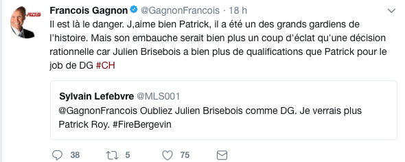 Patrick Roy ou Julien Brisebois?