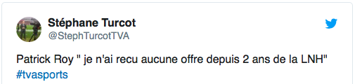 Patrick Roy veut être DG du Canadien de Montréal..