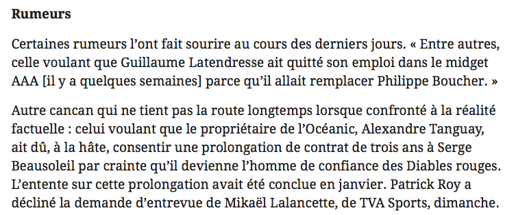  ​Patrick Roy...Veut se montrer...