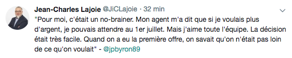 Paul Byron pense que si il avait attendu le premier juillet...