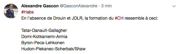 Pendant que Drouin et De La Rose se font dorloter...