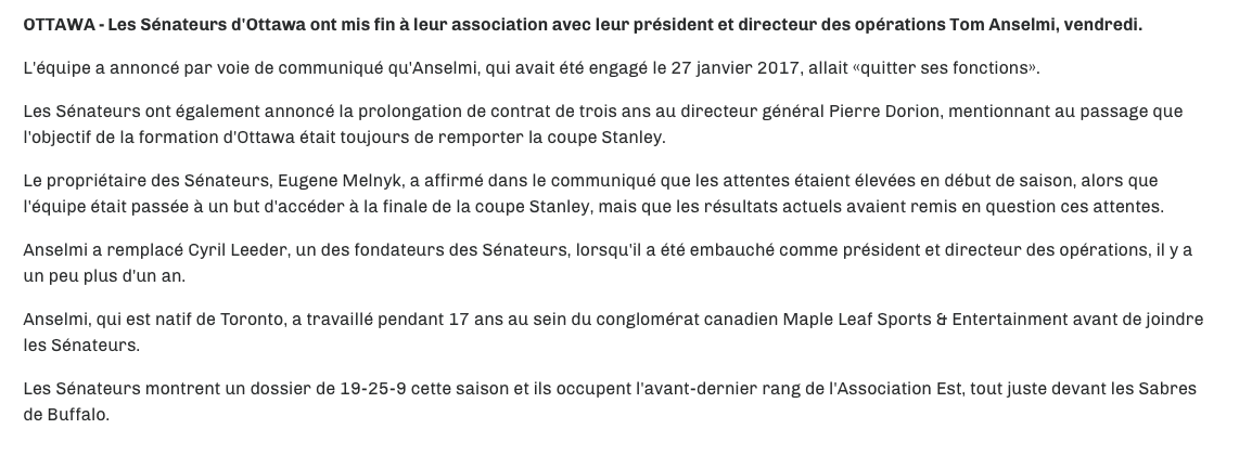 Pendant que les Sens CONGÉDIENT leur président....