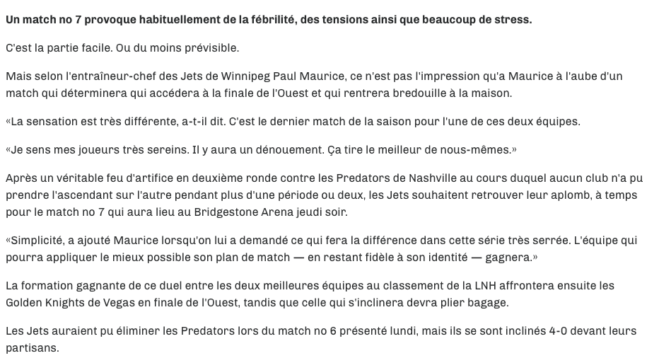 Personne ne croit les Jets quand ils disent qu'ils sont TRANQUILLE à l'aube du 7e match...