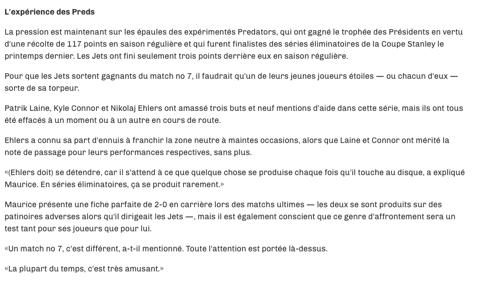 Personne ne croit les Jets quand ils disent qu'ils sont TRANQUILLE à l'aube du 7e match...