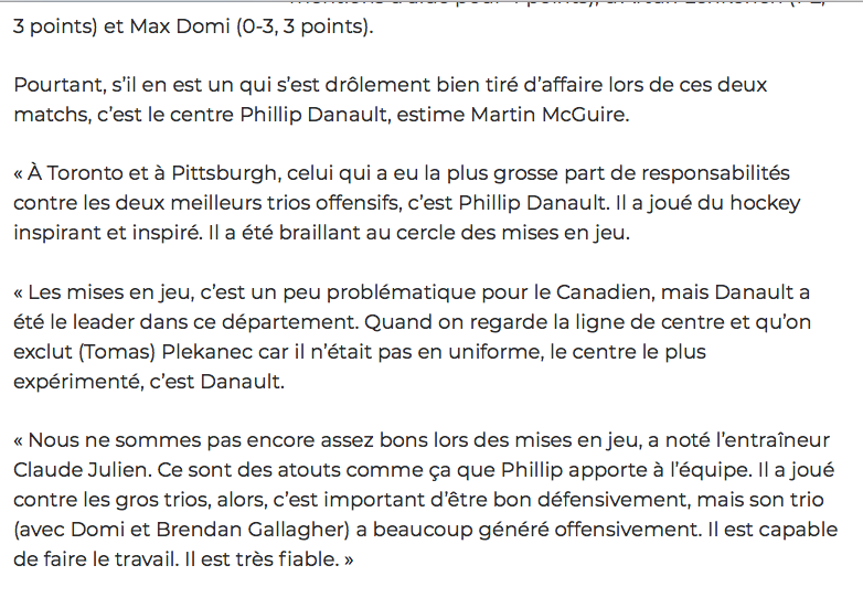 Phil Danault est officiellement le CHOUCHOU de Claude Julien....