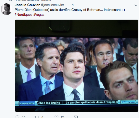 Pierre Dorion de Quebecor était là en tant que chef de TVA Sports...et non en tant que CHOKEUX des Nordiques....