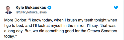 Pierre Dorion s'aimait hier soir quand il se regardait dans le MIROIR...