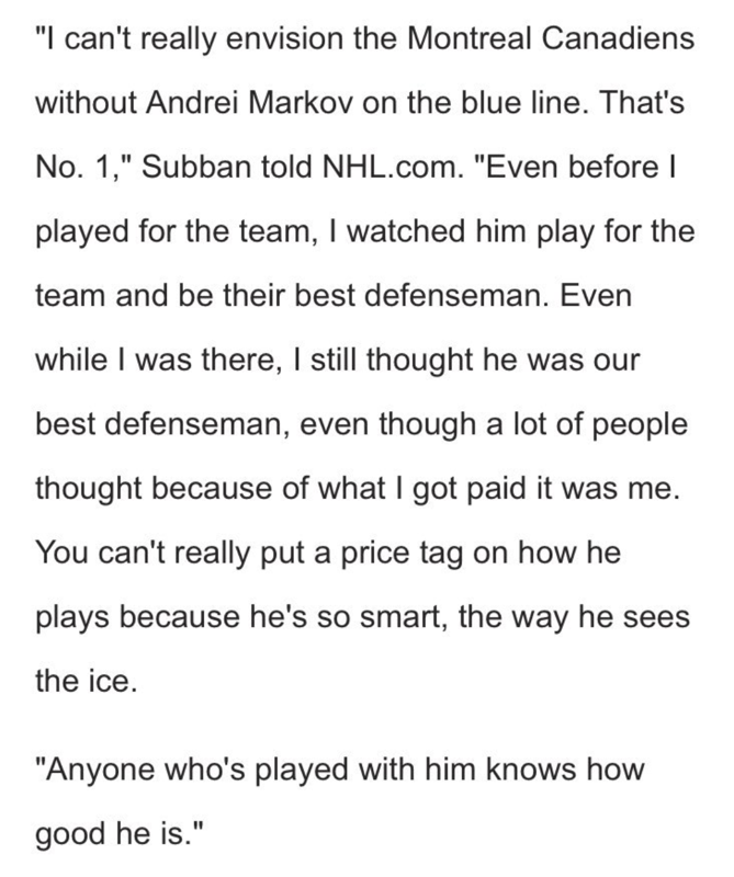 PK Subban donne ses commentaires sur le départ de Markov...