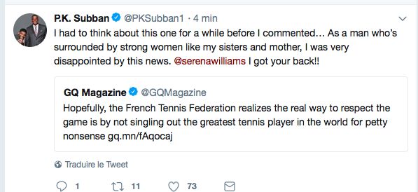 PK Subban n'accepte pas que Rolland-Garros interdise à Serena Williams son SUIT ONE PIECE....