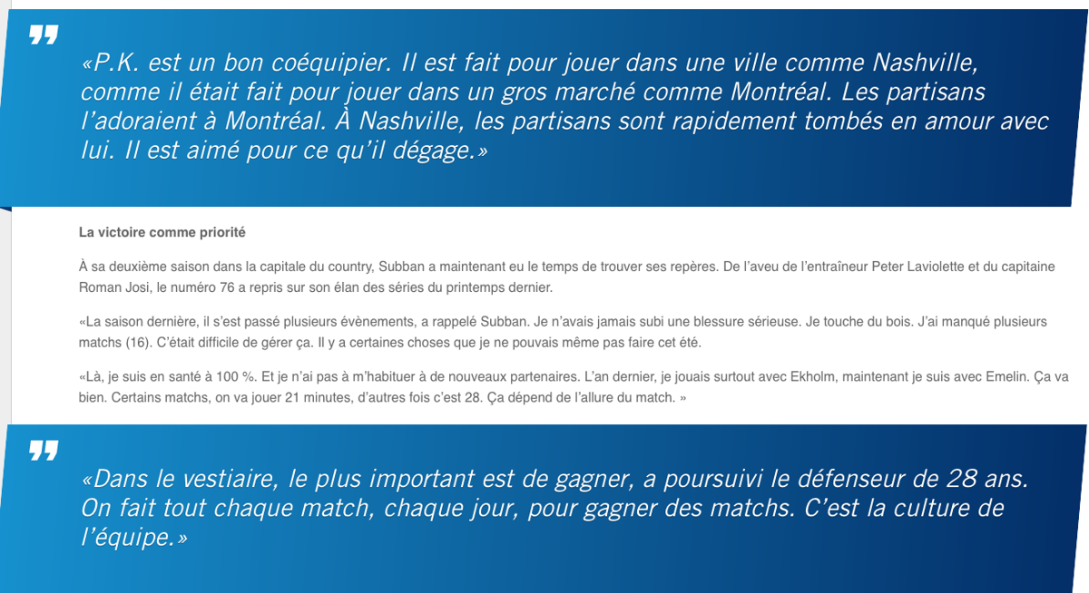 PK...Est tellement aimé à Nashille....Bergevin...DÉTESTÉ à Montréal....