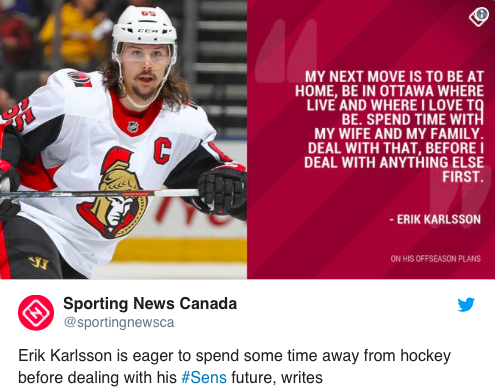 Pourquoi Erik Karlsson n'a pas mis Montréal sur sa liste...