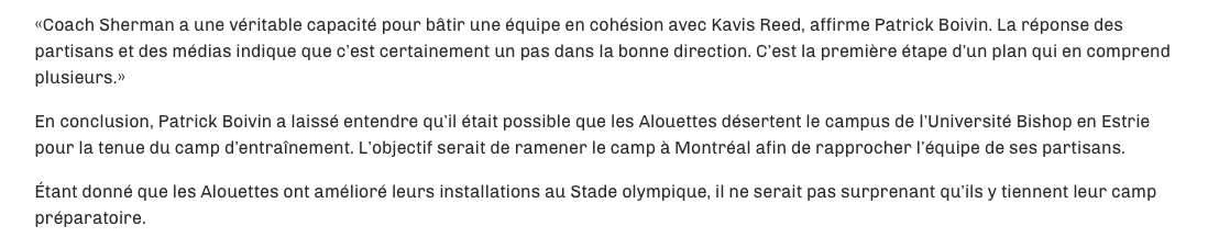 Pourquoi les Alouettes ont le droit d'engager des entraîneurs-chefs UNILINGUES ANGLOPHONES?